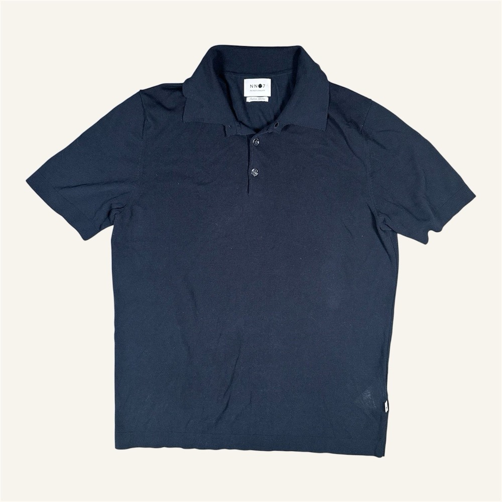 NN07 No Nationality Ryan Polo Shirt Men Italian Yarn Knit Navy Old Money M H70